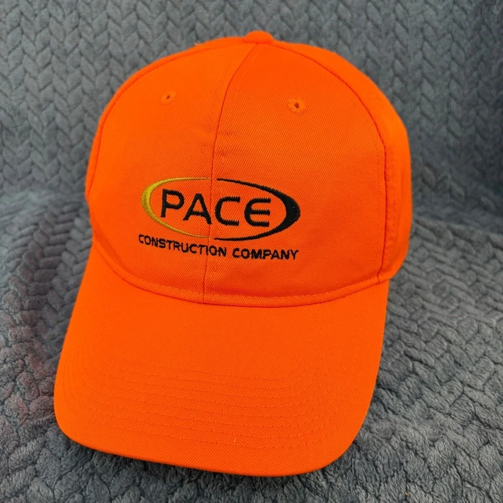 Pace Construction Company Snapback Hat Safety Orange Neon Workwear Cap Mens OSFM